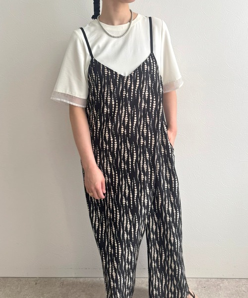 LHELBIE(レルビエ)の「ラップキャミサロペット(サロペット/オーバーオール・レディース・ストライプ/ブラック系2/ブラック系1・M)」の7枚目の写真