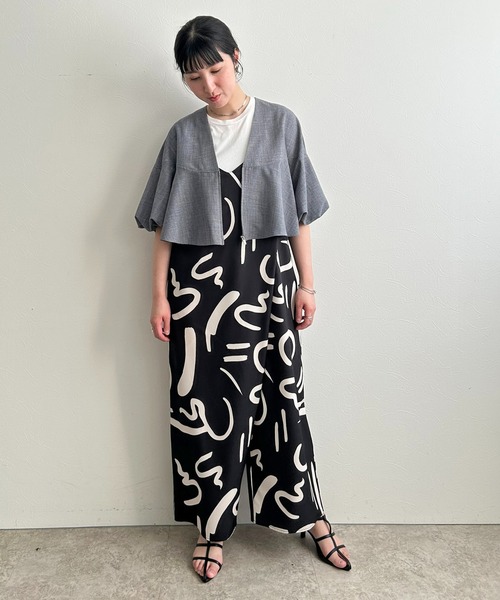 LHELBIE(レルビエ)の「ラップキャミサロペット(サロペット/オーバーオール・レディース・ストライプ/ブラック系2/ブラック系1・M)」の19枚目の写真