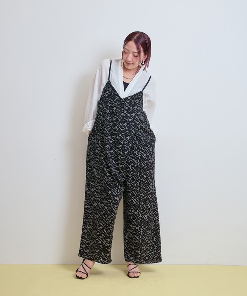 LHELBIE(レルビエ)の「ラップキャミサロペット(サロペット/オーバーオール・レディース・ストライプ/ブラック系2/ブラック系1・M)」の6枚目の写真