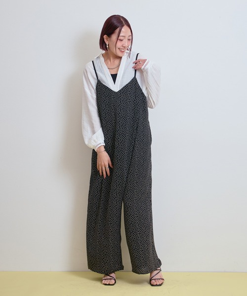 LHELBIE(レルビエ)の「ラップキャミサロペット(サロペット/オーバーオール・レディース・ストライプ/ブラック系2/ブラック系1・M)」の13枚目の写真