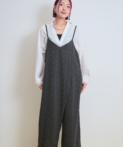 LHELBIE(レルビエ)の「ラップキャミサロペット(サロペット/オーバーオール・レディース・ストライプ/ブラック系2/ブラック系1・M)」の5枚目の写真