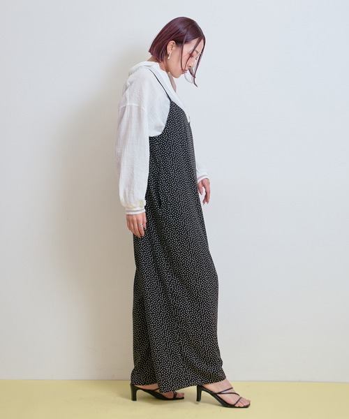 LHELBIE(レルビエ)の「ラップキャミサロペット(サロペット/オーバーオール・レディース・ストライプ/ブラック系2/ブラック系1・M)」の15枚目の写真