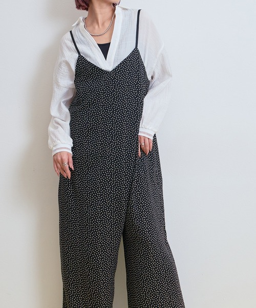 LHELBIE(レルビエ)の「ラップキャミサロペット(サロペット/オーバーオール・レディース・ストライプ/ブラック系2/ブラック系1・M)」の22枚目の写真