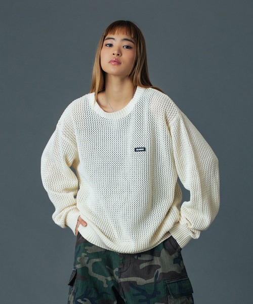 XLARGE(エクストララージ)の「MESH SWEATER(ニット/セーター・メンズ・ブラック/オフホワイト/グリーン・S/M/L/XL)」の2枚目の写真