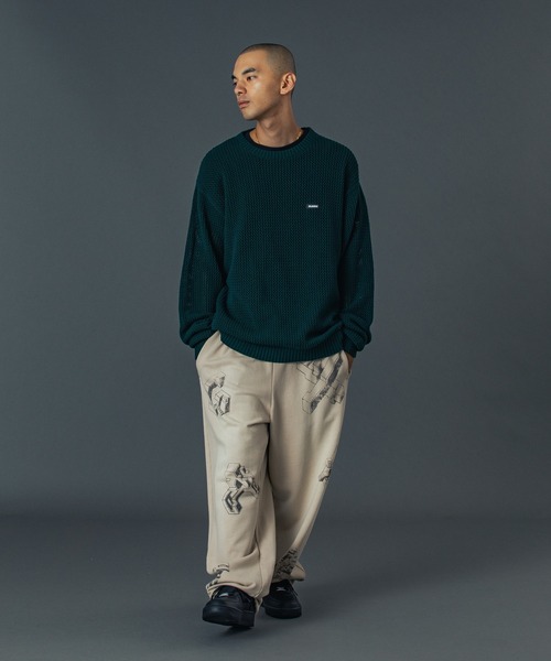 XLARGE(エクストララージ)の「MESH SWEATER(ニット/セーター・メンズ・ブラック/オフホワイト/グリーン・S/M/L/XL)」の1枚目の写真