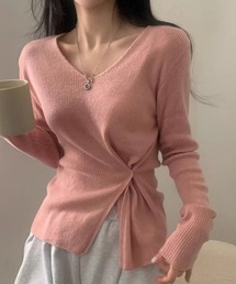 サイドボタン×スリットリブニット