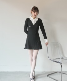 Nadana（ナダナ）の「シャツドッキングレイヤード風タイトミニワンピース（ワンピース）」