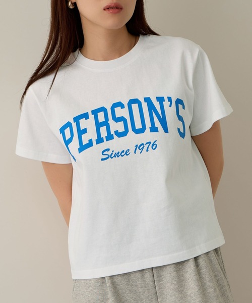 PERSON'S（パーソンズ）の「PERSON'S別注 グラフィックプリントTシャツ（Tシャツ/カットソー・レディース・オートミール/スミクロ/ミント/ブラック/サックスブルー/オフホワイト/アッシュ・S/FREE）」の8枚目の写真