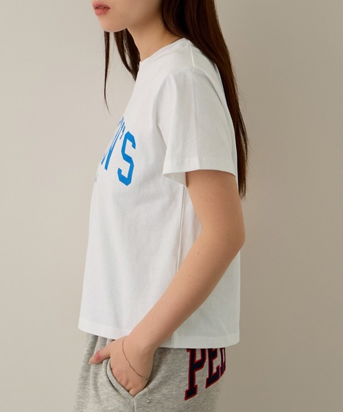 PERSON'S（パーソンズ）の「PERSON'S別注 グラフィックプリントTシャツ（Tシャツ/カットソー・レディース・オートミール/スミクロ/ミント/ブラック/サックスブルー/オフホワイト/アッシュ・S/FREE）」の9枚目の写真