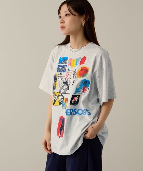 PERSON'S（パーソンズ）の「PERSON'S別注 グラフィックプリントTシャツ（Tシャツ/カットソー・レディース・オートミール/スミクロ/ミント/ブラック/サックスブルー/オフホワイト/アッシュ・S/FREE）」の13枚目の写真
