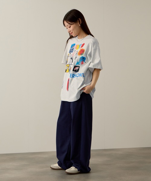 PERSON'S（パーソンズ）の「PERSON'S別注 グラフィックプリントTシャツ（Tシャツ/カットソー・レディース・オートミール/スミクロ/ミント/ブラック/サックスブルー/オフホワイト/アッシュ・S/FREE）」の17枚目の写真
