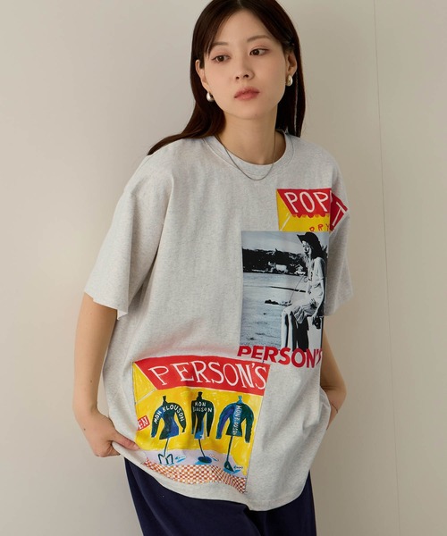 PERSON'S（パーソンズ）の「PERSON'S別注 グラフィックプリントTシャツ（Tシャツ/カットソー・レディース・オートミール/スミクロ/ミント/ブラック/サックスブルー/オフホワイト/アッシュ・S/FREE）」の19枚目の写真