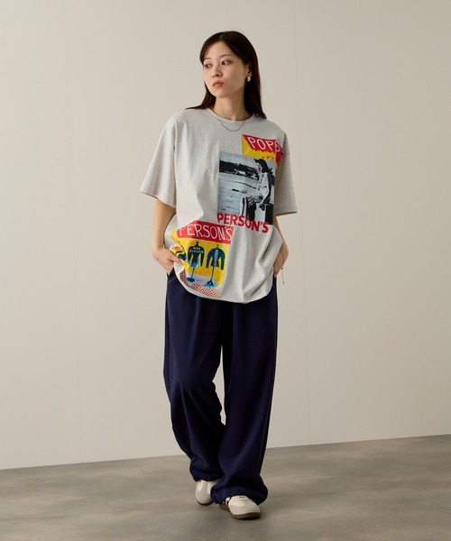 PERSON'S（パーソンズ）の「PERSON'S別注 グラフィックプリントTシャツ（Tシャツ/カットソー・レディース・オートミール/スミクロ/ミント/ブラック/サックスブルー/オフホワイト/アッシュ・S/FREE）」の22枚目の写真