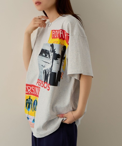PERSON'S（パーソンズ）の「PERSON'S別注 グラフィックプリントTシャツ（Tシャツ/カットソー・レディース・オートミール/スミクロ/ミント/ブラック/サックスブルー/オフホワイト/アッシュ・S/FREE）」の20枚目の写真