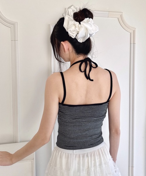 Loueme（ルエム）の「フェイクレイヤードボーダーキャミソール（キャミソール・レディース・ブラック/ネイビー/ピンク/ホワイト/グレー・FREE）」の8枚目の写真