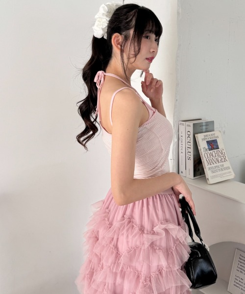 Loueme（ルエム）の「フェイクレイヤードボーダーキャミソール（キャミソール・レディース・ブラック/ネイビー/ピンク/ホワイト/グレー・FREE）」の21枚目の写真