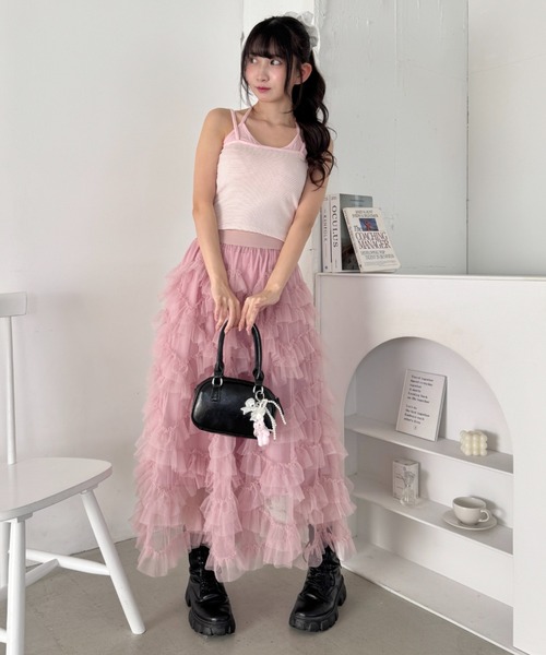 Loueme（ルエム）の「フェイクレイヤードボーダーキャミソール（キャミソール・レディース・ブラック/ネイビー/ピンク/ホワイト/グレー・FREE）」の22枚目の写真