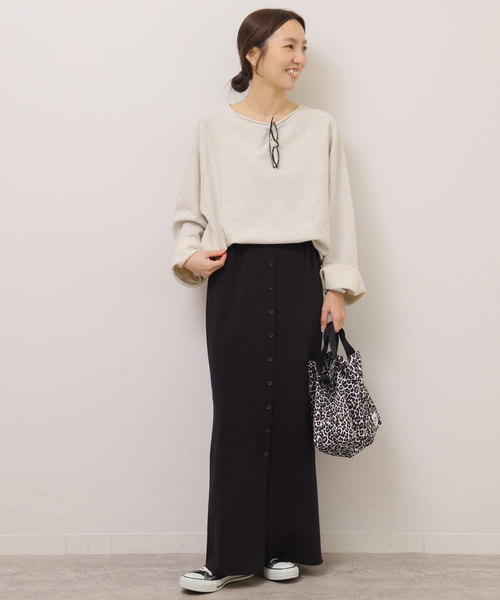 JOURNAL STANDARD relume（ジャーナルスタンダード　レリューム）の「フロントボタンカットイージースカート（スカート・レディース・ブラック/チャコールグレー・FREE）」の3枚目の写真