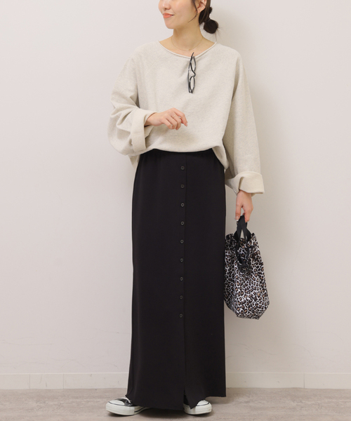 JOURNAL STANDARD relume（ジャーナルスタンダード　レリューム）の「フロントボタンカットイージースカート（スカート・レディース・ブラック/チャコールグレー・FREE）」の4枚目の写真