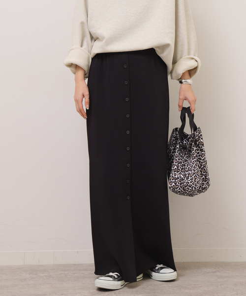 JOURNAL STANDARD relume（ジャーナルスタンダード　レリューム）の「フロントボタンカットイージースカート（スカート・レディース・ブラック/チャコールグレー・FREE）」の8枚目の写真