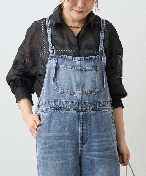 PUAL CE CIN（ピュアルセシン）の「リヨセル混デニムサロペット（サロペット/オーバーオール・レディース・ブルー/インディゴブルー・FREE）」の11枚目の写真