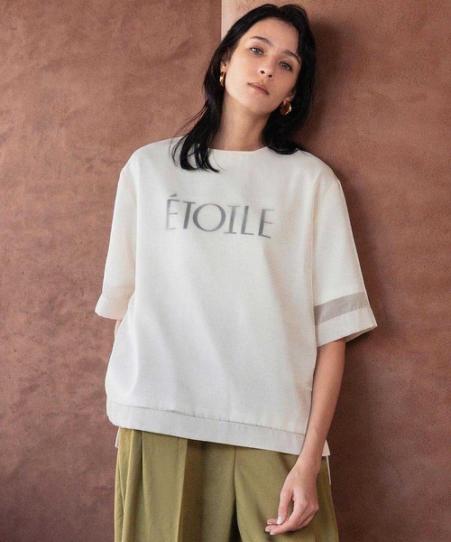 ELFRANK(エルフランク)の「フロッキー ロゴプリント 半袖 Tシャツ《着用動画あり》(Tシャツ/カットソー・レディース・チャコールグレー/オフホワイト・L/M)」の7枚目の写真