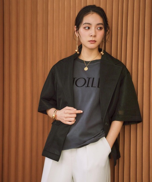 ELFRANK(エルフランク)の「フロッキー ロゴプリント 半袖 Tシャツ《着用動画あり》(Tシャツ/カットソー・レディース・チャコールグレー/オフホワイト・L/M)」の18枚目の写真
