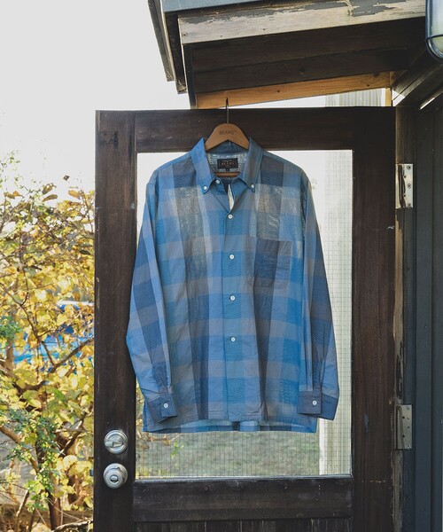 Open B.D. Indigo Panama Weave Plaid — открытая рубашка B.D., индиго, ткань Panama