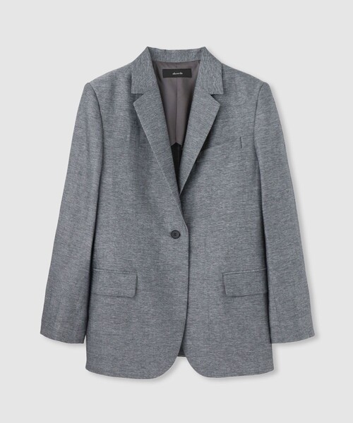 allureville（アルアバイル）の「シャークスキンシングルオーバージャケット（テーラードジャケット・レディース・ベージュ/ブラック/オフホワイト・1/2）」の3枚目の写真