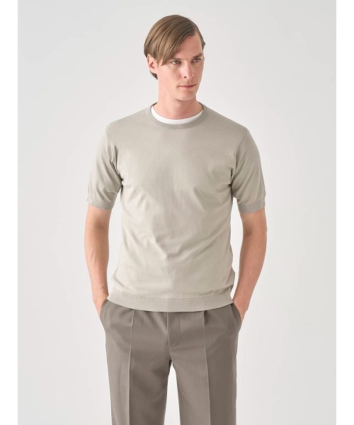 JOHN SMEDLEY(ジョンスメドレー)の「半袖コットンニットTシャツ(ニット/セーター・メンズ・ベージュ系その他6・M/L/XL/S)」の1枚目の写真