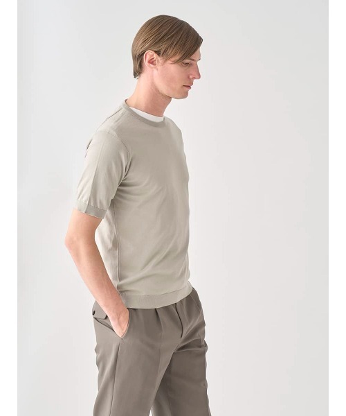 JOHN SMEDLEY(ジョンスメドレー)の「半袖コットンニットTシャツ(ニット/セーター・メンズ・ベージュ系その他6・M/L/XL/S)」の5枚目の写真
