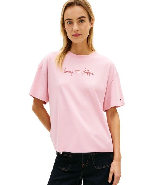 TOMMY HILFIGER(トミーヒルフィガー)の「ファングラフィックインターロックTシャツ(Tシャツ/カットソー・レディース・ホワイト/ピンク/マルチ/レッド・LARGE/X-SMALL/SMALL/MEDIUM)」の3枚目の写真