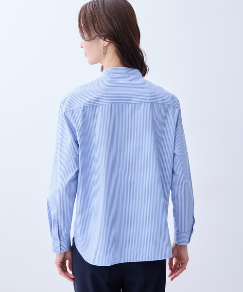 A/C DESIGN BY ALPHA CUBIC（エーシーデザインバイアルファキュービック）の「バンドカラーストライプシャツ（シャツ/ブラウス・レディース・ブルー/ピンク・9号/11号/13号）」の6枚目の写真