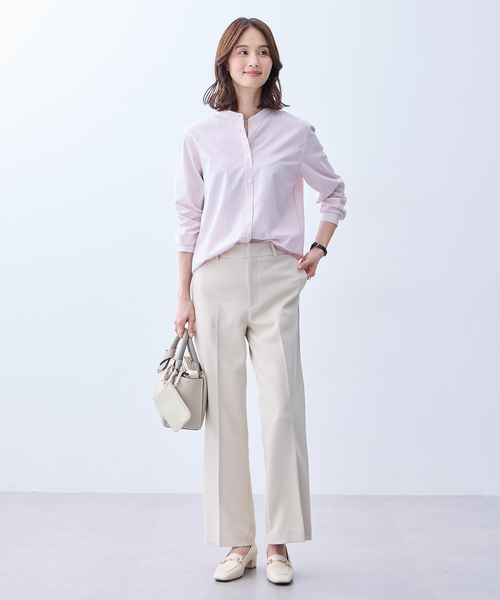 A/C DESIGN BY ALPHA CUBIC（エーシーデザインバイアルファキュービック）の「バンドカラーストライプシャツ（シャツ/ブラウス・レディース・ブルー/ピンク・9号/11号/13号）」の9枚目の写真