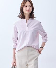 A/C DESIGN BY ALPHA CUBIC（エーシーデザインバイアルファキュービック）の「バンドカラーストライプシャツ（シャツ/ブラウス）」