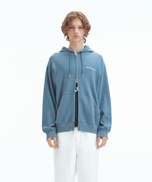 Rest&Recreation（レストアンドレクリエーション）の「STITCH WAFFLE HOOD ZIP-UP - BLUE（パーカー・メンズ・その他・ONE）」の3枚目の写真