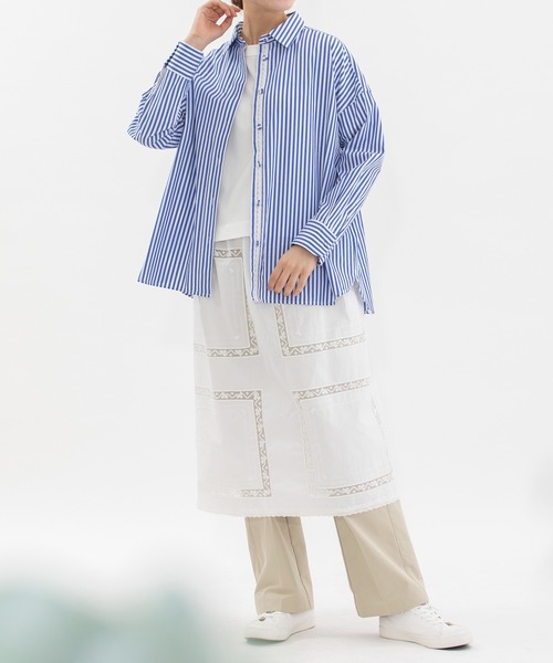 nop de nod(ノップドゥノッド)の「ハンカチ風刺繍レーススカート(スカート・レディース・オフホワイト/ネイビー/ライトグレー・3)」の10枚目の写真