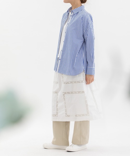 nop de nod(ノップドゥノッド)の「ハンカチ風刺繍レーススカート(スカート・レディース・オフホワイト/ネイビー/ライトグレー・3)」の11枚目の写真