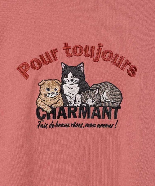 Bleu Bleuet（ブルーブルーエ）の「イヌネコ刺繍スウェット（スウェット・レディース・ブルー/アイボリー/キナリ/ピンク・M）」の10枚目の写真