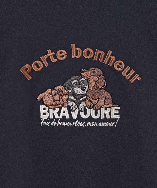 Bleu Bleuet（ブルーブルーエ）の「イヌネコ刺繍スウェット（スウェット・レディース・ブルー/アイボリー/キナリ/ピンク・M）」の9枚目の写真