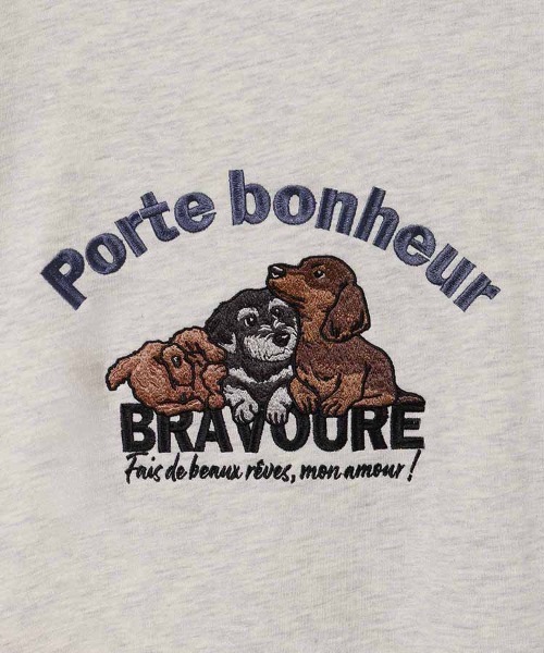 Bleu Bleuet（ブルーブルーエ）の「イヌネコ刺繍スウェット（スウェット・レディース・ブルー/アイボリー/キナリ/ピンク・M）」の8枚目の写真