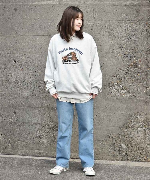 Bleu Bleuet（ブルーブルーエ）の「イヌネコ刺繍スウェット（スウェット・レディース・ブルー/アイボリー/キナリ/ピンク・M）」の20枚目の写真