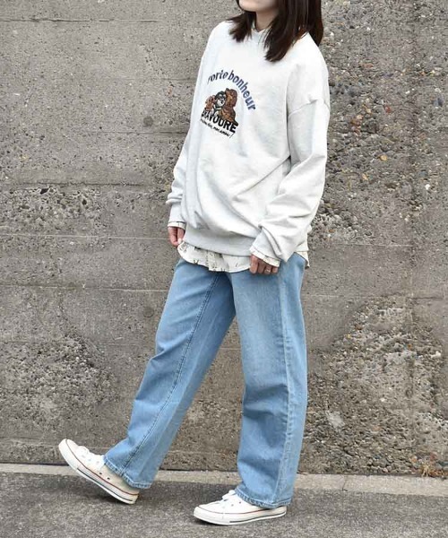 Bleu Bleuet（ブルーブルーエ）の「イヌネコ刺繍スウェット（スウェット・レディース・ブルー/アイボリー/キナリ/ピンク・M）」の22枚目の写真