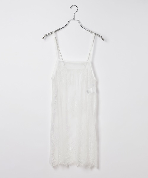 LEPSIM(レプシィム)の「レースレイヤードキャミチュニック 647490(キャミソール・レディース・ブラック/オフホワイト・FREE)」の2枚目の写真