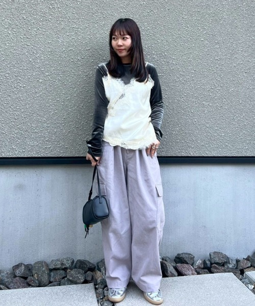 DONOBAN（ドノバン）の「アシンメトリーレースキャミ（キャミソール・レディース・ブラック×ホワイト/ブラック/ブラウン/ホワイト・ONE SIZE）」の5枚目の写真