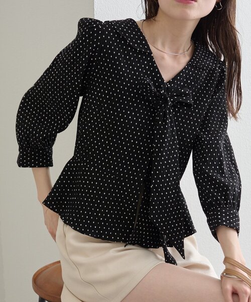 mystic（ミスティック）の「マルチリボンブラウス（シャツ/ブラウス・レディース・オフホワイト/ピンク/アイボリー/ブラック・FREE）」の3枚目の写真