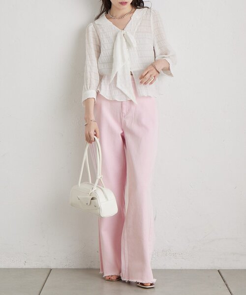 mystic（ミスティック）の「マルチリボンブラウス（シャツ/ブラウス・レディース・オフホワイト/ピンク/アイボリー/ブラック・FREE）」の16枚目の写真