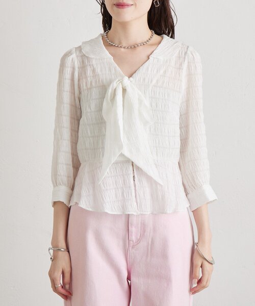 mystic（ミスティック）の「マルチリボンブラウス（シャツ/ブラウス・レディース・オフホワイト/ピンク/アイボリー/ブラック・FREE）」の20枚目の写真