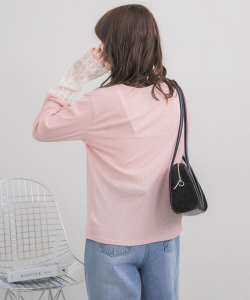 RETRO GIRL（レトロガール）の「袖レース切替PO（Tシャツ/カットソー・レディース・オフホワイト/ブルー/ピンク/ブラック・FREE）」の10枚目の写真