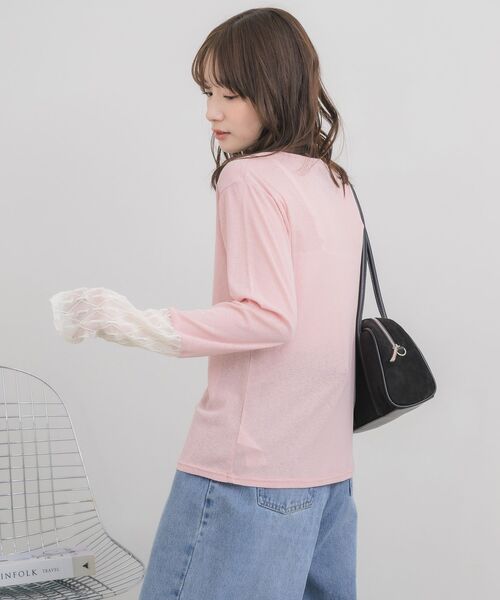 RETRO GIRL（レトロガール）の「袖レース切替PO（Tシャツ/カットソー・レディース・オフホワイト/ブルー/ピンク/ブラック・FREE）」の11枚目の写真